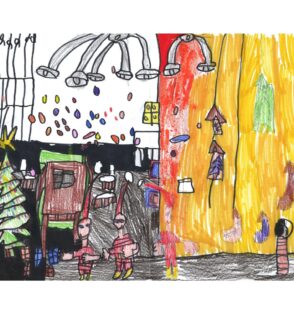 lapse joonistatud jõulukaart