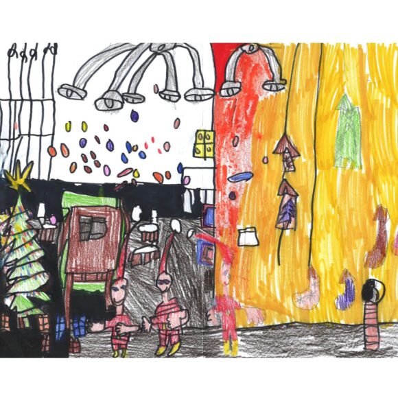 lapse joonistatud jõulukaart